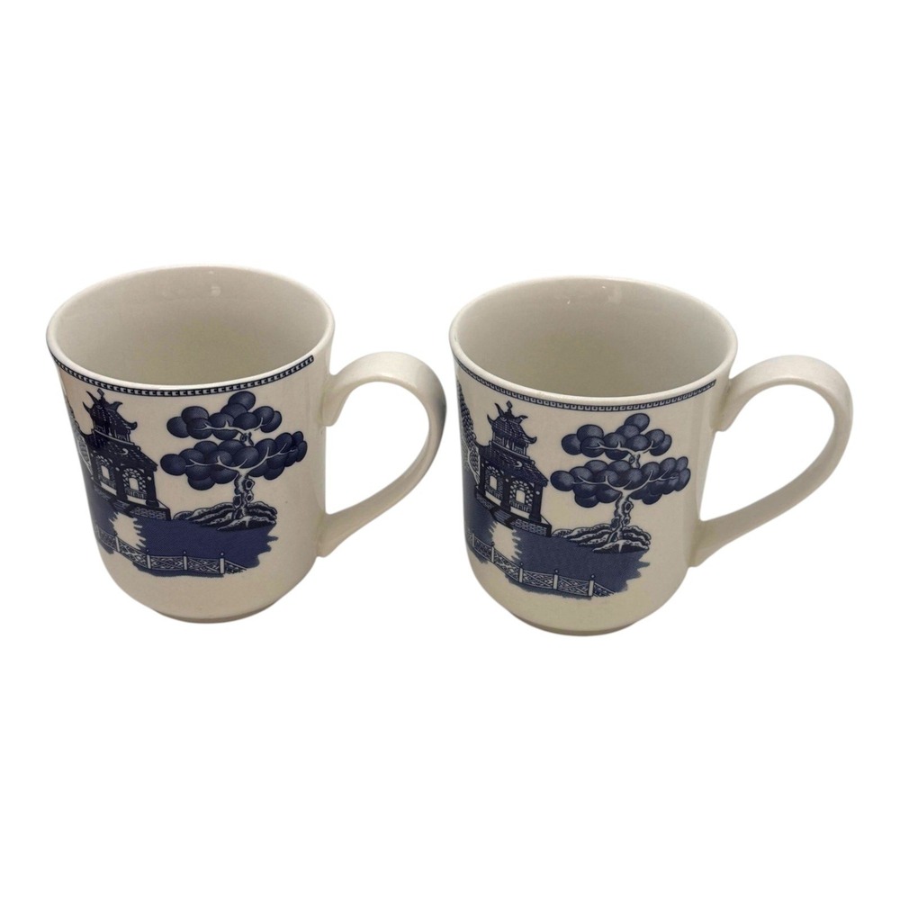 Johnson Brothers Blue Willow Coffee‎ Mug Lot 2  Blue Bone China